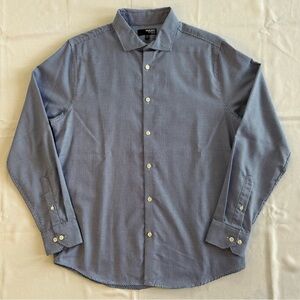 Murano Liquid Luxury Slim Fit Dress Shirt 100% Cotton Blue White Size Large